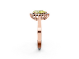 Rose gold Fancy Yellow Pear  Cut Diamond Halo Ring with Round Brilliant Halo and Solitaire Band_102