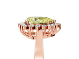 Rose gold Fancy Yellow Pear  Cut Diamond Halo Ring with Round Brilliant Halo and Solitaire Band_105