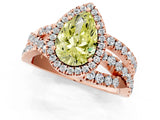 Rose gold Fancy Yellow Pear Cut Diamond Halo Ring with Round Split Shank and Prong Setting_37