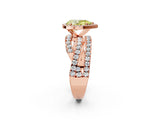 Rose gold Fancy Yellow Pear Cut Diamond Halo Ring with Round Split Shank and Prong Setting_38