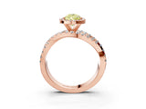 Rose gold Fancy Yellow Pear Cut Diamond Halo Ring with Round Split Shank and Prong Setting_39