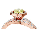 Rose gold Fancy Yellow Pear Cut Diamond Halo Ring with Round Split Shank and Prong Setting_40