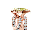 Rose gold Fancy Yellow Pear Cut Diamond Halo Ring with Round Split Shank and Prong Setting_41
