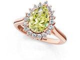 Rose gold Fancy Yellow Pear  Cut Diamond Halo Ring with Solitaire Band and Prong Setting_54