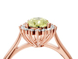 Rose gold Fancy Yellow Pear  Cut Diamond Halo Ring with Solitaire Band and Prong Setting_57