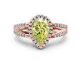 Rose gold Fancy Yellow Pear Cut Diamond Halo Split Shank Engagement Ring_58