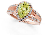 Rose gold Fancy Yellow Pear Cut Diamond Halo Split Shank Engagement Ring_59