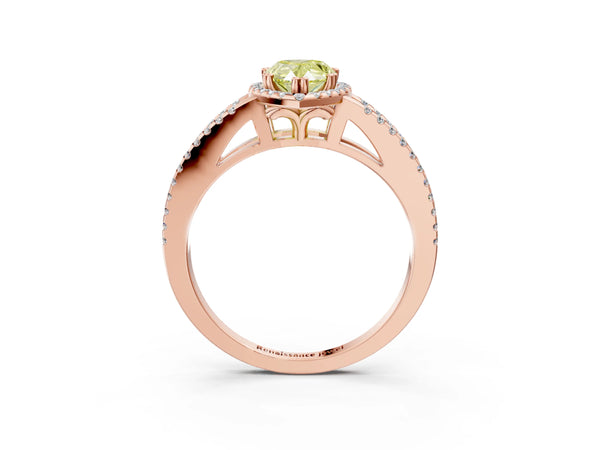 Rose gold Fancy Yellow Pear Cut Diamond Halo Split Shank Engagement Ring