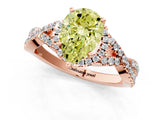 Rose gold Fancy Yellow Pear Cut Diamond  Halo Twist Band Solitaire Prong Setting Ring_49