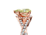 Rose gold Fancy Yellow Pear Cut Diamond  Halo Twist Band Solitaire Prong Setting Ring_53