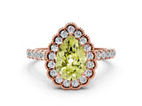 Rose gold Fancy Yellow Pear  Cut Diamond Milgrain Floral Halo Engagement Ring with Pavé Band_15