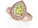 Rose gold Fancy Yellow Pear Cut Diamond Milgrain Halo Engagement Ring with Round Pavé Band and Prong Setting_13