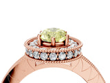 Rose gold Fancy Yellow Pear Cut Diamond Milgrain Halo Engagement Ring with Round Pavé Band and Prong Setting_16