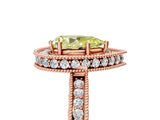 Rose gold Fancy Yellow Pear Cut Diamond Milgrain Halo Engagement Ring with Round Pavé Band and Prong Setting_17