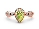 Rose gold Fancy Yellow Pear  Cut Diamond Milgrain Marquise Band with Prong Setting_3