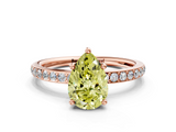 Rose gold Fancy Yellow Pear  Cut Diamond Pavé Band Ring with Four-Prong Setting_24