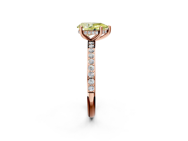 Rose gold Fancy Yellow Pear  Cut Diamond Pavé Band Ring with Four-Prong Setting