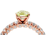 Rose gold Fancy Yellow Pear Cut Diamond Pavé Band Solitaire Ring with Prong Setting_67