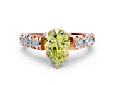 Rose gold Fancy Yellow Pear  Cut Diamond Pavé Band Solitaire with Four-Prong Setting_3