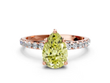 Rose gold Fancy Yellow Pear  Cut Diamond Pavé Band Solitaire with Four-Prong Setting_3