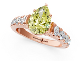 Rose gold Fancy Yellow Pear  Cut Diamond Pavé Band Solitaire with Four-Prong Setting_4
