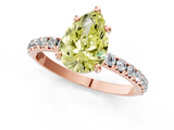 Rose gold Fancy Yellow Pear  Cut Diamond Pavé Band Solitaire with Four-Prong Setting_4