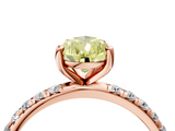 Rose gold Fancy Yellow Pear  Cut Diamond Pavé Band Solitaire with Four-Prong Setting_7