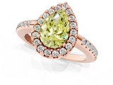 Rose gold Fancy Yellow Pear Cut Diamond Pavé Halo Ring with Four-Prong Setting_37