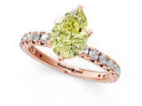 Rose gold Fancy Yellow Pear Cut Diamond Pavé Solitaire Ring with Round Band and Prong Setting_13