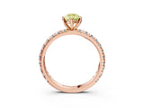 Rose gold Fancy Yellow Pear Cut Diamond Pavé Solitaire Ring with Round Band and Prong Setting_15