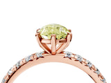 Rose gold Fancy Yellow Pear Cut Diamond Pavé Solitaire Ring with Round Band and Prong Setting_16