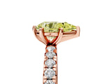 Rose gold Fancy Yellow Pear Cut Diamond Pavé Solitaire Ring with Round Band and Prong Setting_17