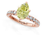 Rose gold Fancy Yellow Pear Cut Diamond Pavé Solitaire Ring with Round Band and Prong Setting_25