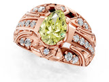 Rose gold Fancy Yellow Pear Cut Diamond Pave Art Deco Split Shank Ring with Four-Prong Setting_1