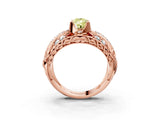 Rose gold Fancy Yellow Pear Cut Diamond Pave Art Deco Split Shank Ring with Four-Prong Setting_3