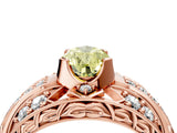 Rose gold Fancy Yellow Pear Cut Diamond Pave Art Deco Split Shank Ring with Four-Prong Setting_4