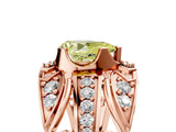 Rose gold Fancy Yellow Pear Cut Diamond Pave Art Deco Split Shank Ring with Four-Prong Setting_5