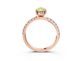 Rose gold Fancy Yellow Pear Cut Diamond Pave Band Solitaire Ring with Four-Prong Setting_61
