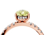 Rose gold Fancy Yellow Pear Cut Diamond Pave Band Solitaire Ring with Four-Prong Setting_62