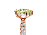 Rose gold Fancy Yellow Pear Cut Diamond Pave Band Solitaire Ring with Four-Prong Setting_63