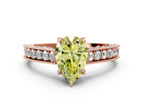Rose gold Fancy Yellow Pear  Cut Diamond Pave Band with Four-Prong Setting_20