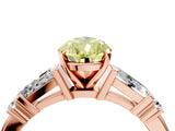 Rose gold Fancy Yellow Pear  Cut Diamond Ring with Baguette Side Stones, Channel Set Band, and Four-Prong Setting_28