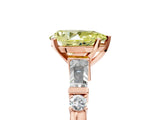 Rose gold Fancy Yellow Pear  Cut Diamond Ring with Baguette Side Stones, Channel Set Band, and Four-Prong Setting_29