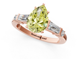 Rose gold Fancy Yellow Pear  Cut Diamond Ring with Baguette Side Stones, Channel Set Band, and Four-Prong Setting_4