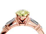 Rose gold Fancy Yellow Pear  Cut Diamond Ring with Baguette Side Stones, Channel Set Band, and Four-Prong Setting_7