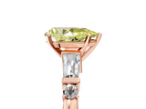 Rose gold Fancy Yellow Pear  Cut Diamond Ring with Baguette Side Stones, Channel Set Band, and Four-Prong Setting_8