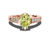 Rose gold Fancy Yellow Pear Cut Diamond Ring with Milgrain Pavé Band and Four-Prong Setting_20