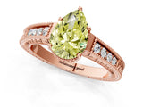 Rose gold Fancy Yellow Pear Cut Diamond Ring with Milgrain Pavé Band and Four-Prong Setting_21
