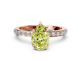Rose gold Fancy Yellow Pear  Cut Diamond Ring with Pavé Band and Four-Prong Setting_41