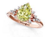 Rose gold Fancy Yellow Pear Cut Diamond Ring with Side Stones and Four-Prong Setting_117